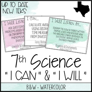 Preview of 7th Grade Science TEKS  - "I Can" Statements / "I Will Learn To" Posters