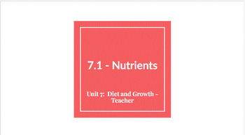 Preview of 7th Grade Science Unit 7.1 Nutrients Guided Notes and Practice Questions