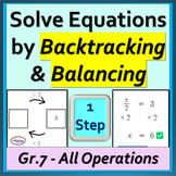 7th Grade Solving One Step Equations Backtracking & Balanc