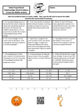solve proportional relationships word problems create the riddle activity