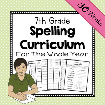 Preview of 7th Grade Spelling Curriculum | Seventh Grade Year-Long Spelling Workbook