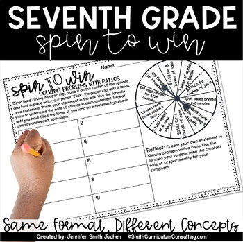 Preview of 7th Grade Spin to Win - Centers for Math Workshop or Practice - Math Games