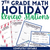 7th Grade Spiral Review Christmas Math Stations | Math Centers