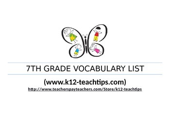 Preview of 7th Grade Starr Vocabulary (>300) List