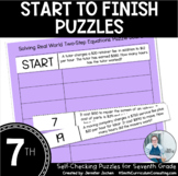 7th Grade Start to Finish Puzzles Self Checking - Math Sta