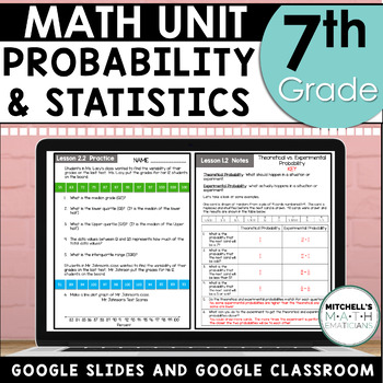 Preview of 7th Grade Probability and Statistics Unit Using Google