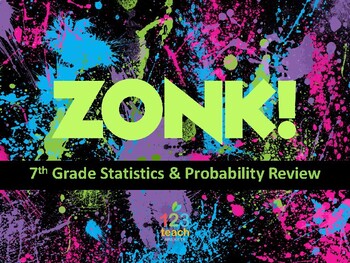 Preview of 7th Grade Statistics and Probability Zonk Review Game