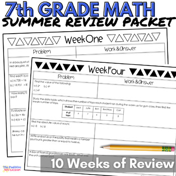 Preview of 7th Grade Summer Math Review Packet