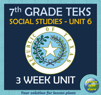 Preview of 7th Grade TEKS Unit 6: Republic of Texas and Early Statehood | Texas History