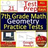 7th Grade Math Geometry - Printable AND Self-Grading Google Forms Test Prep!