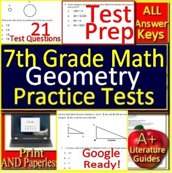 Preview of 7th Grade Math Geometry - Printable AND Self-Grading Google Forms Test Prep!