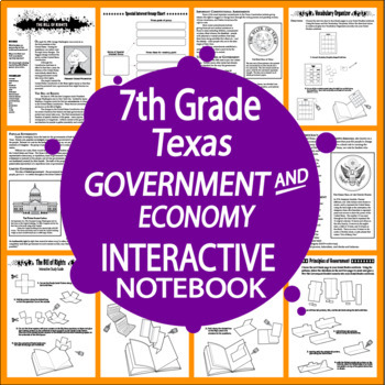 Preview of 7th Grade Texas Government & Economy – Texas 7th Grade History TEKS Aligned