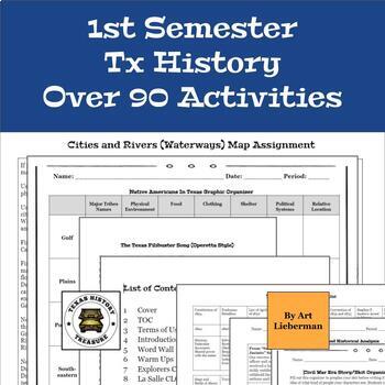 Preview of 7th Grade Texas History 1st Semester Activity Bundle