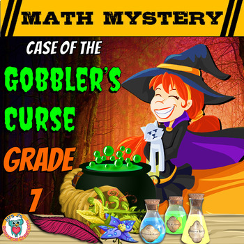 Preview of 7th Grade Thanksgiving Activity - Thanksgiving Math Mystery Review Worksheets