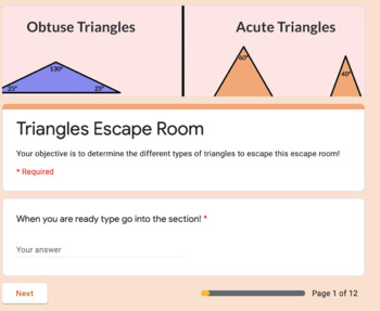 Preview of 7th Grade Triangles Escape Room!!!