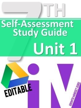 Preview of 7th Grade: Unit 1 | Self Assessment Study Guide for IM Grade 7 Math™