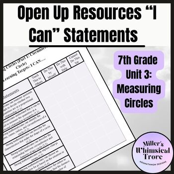 Preview of 7th Grade Unit 3 Open Up Resources I Cans