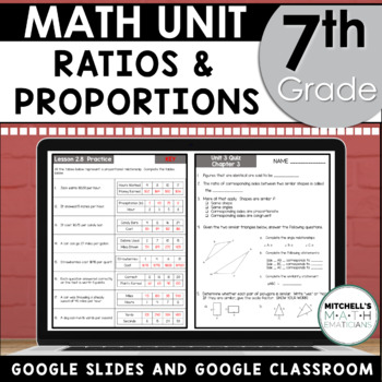 Preview of 7th Grade Ratios, Proportions, Percent, and Similar Figures Unit Using Google