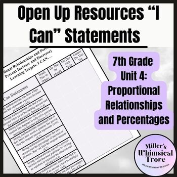 Preview of 7th Grade Unit 4 Open Up Resources I Cans