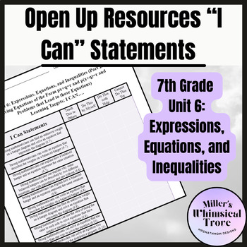 Preview of 7th Grade Unit 6 Open Up Resources I Cans