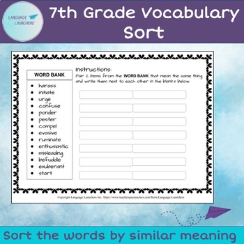 Link 7 Vocabulary worksheet