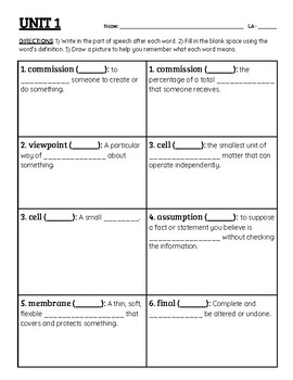 grade 7 vocabulary for success activity worksheets unit 1 purple book