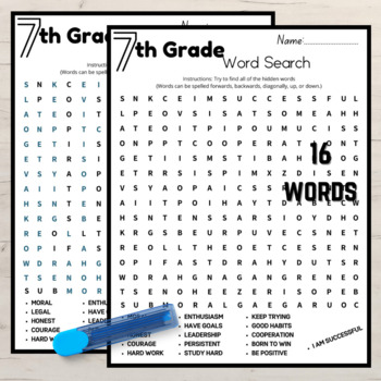 Preview of 7th Grade Word Search -end of the year activities
