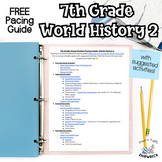 7th Grade World History 2 Pacing Guide FREEBIE with Sugges