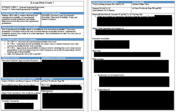 Preview of 7th Grade enVision Lesson Plan 7-3: Understand Experimental Probability