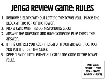 Rules for jenga review game