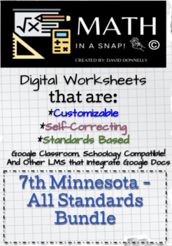 Preview of 7th- MN Math Standards Bundle - Editable, Interactive, & Instant Feedback