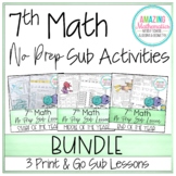 7th Math No Prep Sub Lesson / Substitute Teacher Activities Bundle