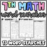 7th Math Word Searches | Year-Long | Early Finishers or Mi
