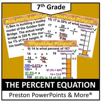 Preview of (7th) The Percent Equation in a PowerPoint Presentation