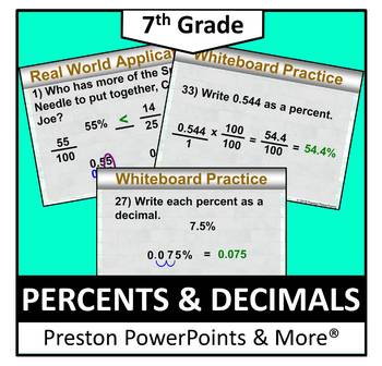 Preview of (7th) Percents and Decimals in a PowerPoint Presentation