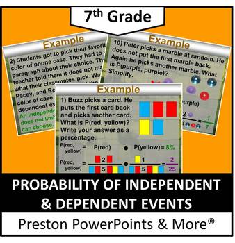 Preview of (7th) Probability Independent and Dependent Events in a PowerPoint Presentation