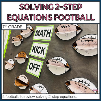 Preview of 7th Solving 2-Step Equations Football Math Craftivity and Bulletin Board