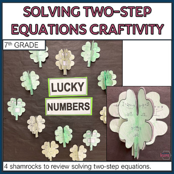 Preview of 7th Solving Two-Step Equations Shamrock Math Craftivity and Bulletin Board