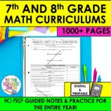 7th and 8th Grade Math Guided Notes Curriculum | No Prep N