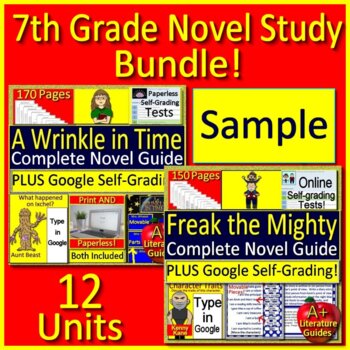 Preview of 7th and 8th Grade Novel Study Bundle Free Sample