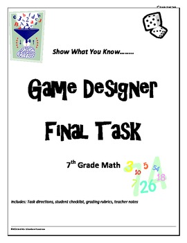 Preview of 7th grade Common Core Math "Game Designer" final project