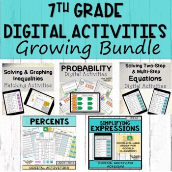 Preview of 7th grade Math Digital Activities for Distance learning BUNDLE