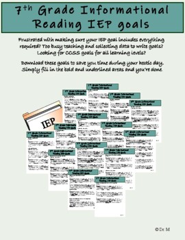 Preview of 7th grade Informational Reading IEP goals