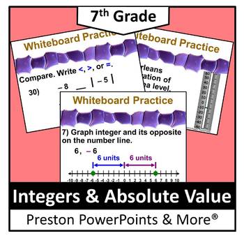 Preview of (7th) Integers and Absolute Value in a PowerPoint Presentation
