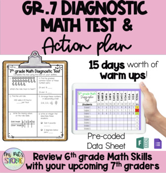 Preview of 7th grade Math Diagnostic Test and Action Plan Back To School