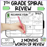 7th grade Math Spiral Review Skills Summer School 
