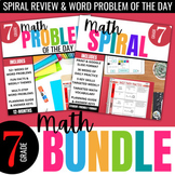 7th grade Math Warm-Up Bundle: Daily Spiral Review & Word 