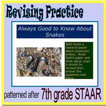 Preview of 7th grade Revising Practice , "Always Good to Know About Snakes"