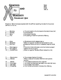 7th grade genetics and heredity vocabulary quiz - differentiated
