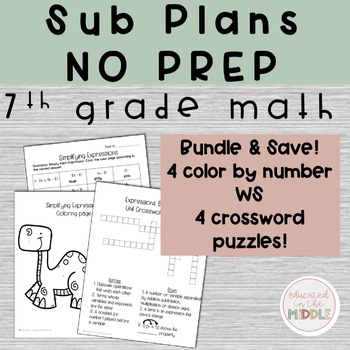 Preview of 7th grade math emergency sub plans